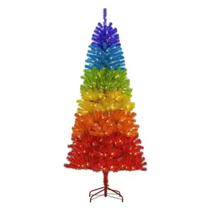 Longstar Rainbow Pink Yellow Christmas Trees Home Party Decorated Pvc Christmas Tree Colorful Xmas Tree