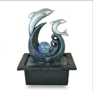 Chinese Table Top Resin Fish Dolphin With Ball Water Waterfall Fountain Manufacturers Indoor Home Decor Fountain Brunnen Crafts