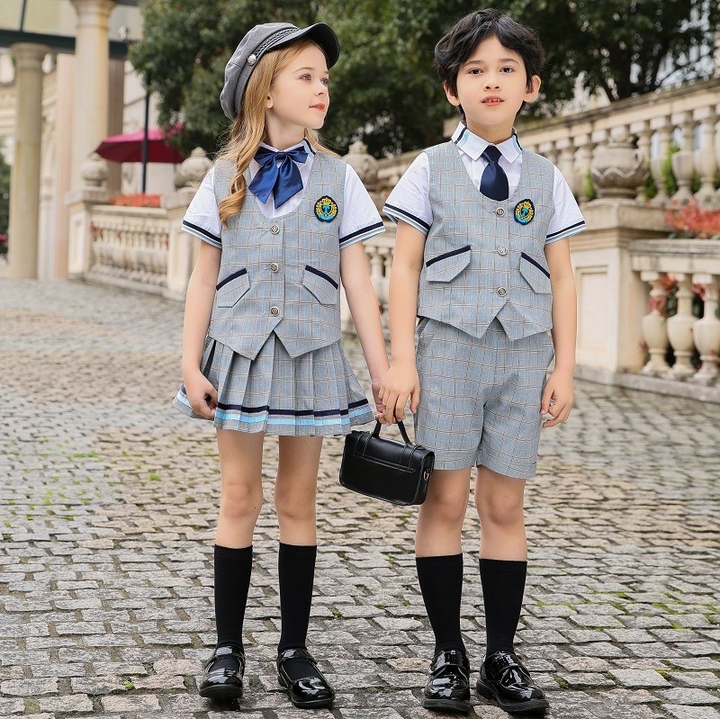 Hot sale Hot money New British school uniform set in summer Suit uniform Children's class clothes and garden clothes