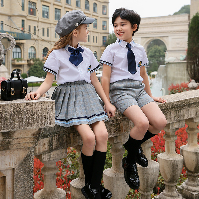 Hot sale Hot money New British school uniform set in summer Suit uniform Children's class clothes and garden clothes