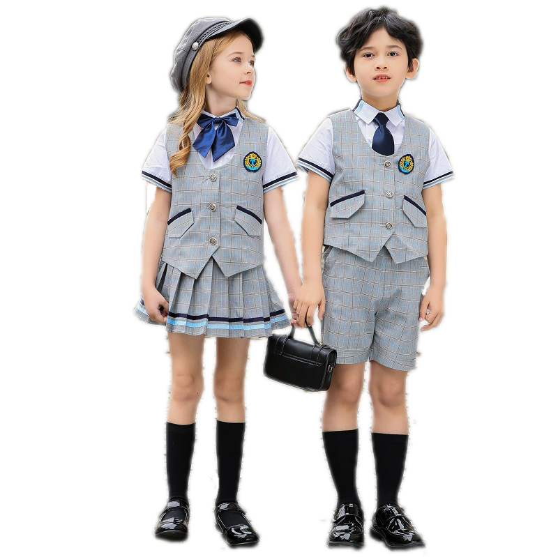 Hot sale Hot money New British school uniform set in summer Suit uniform Children's class clothes and garden clothes