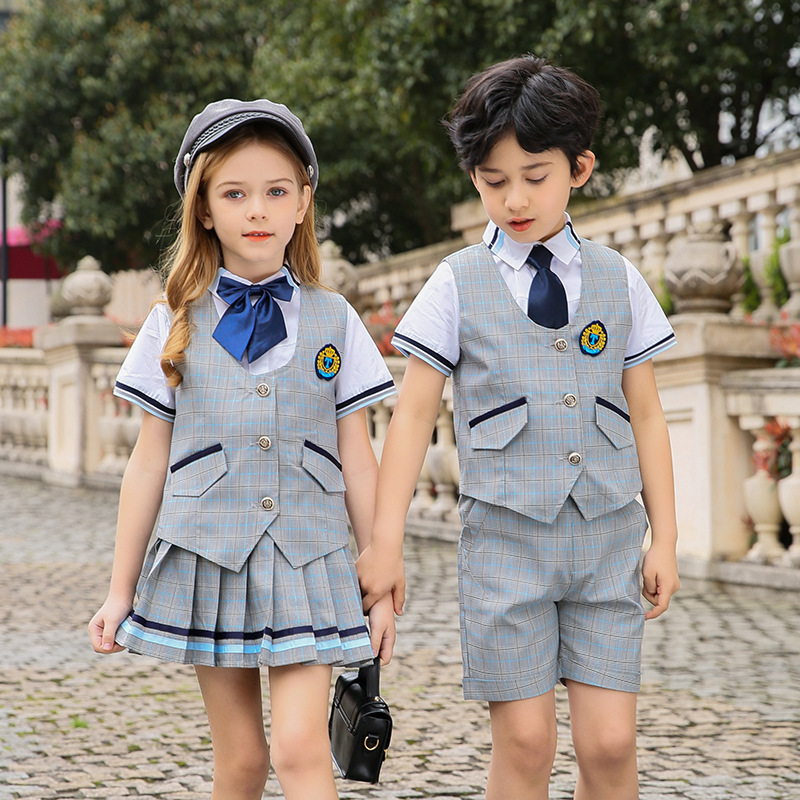 Hot sale Hot money New British school uniform set in summer Suit uniform Children's class clothes and garden clothes