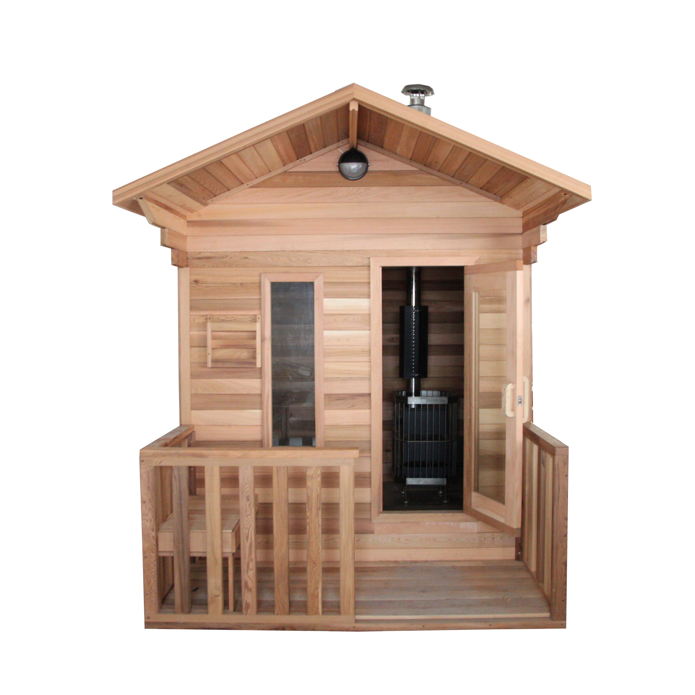 Forest Cabin Wood Burning Stove Cedar Barrel Sauna Outdoor Sauna Room