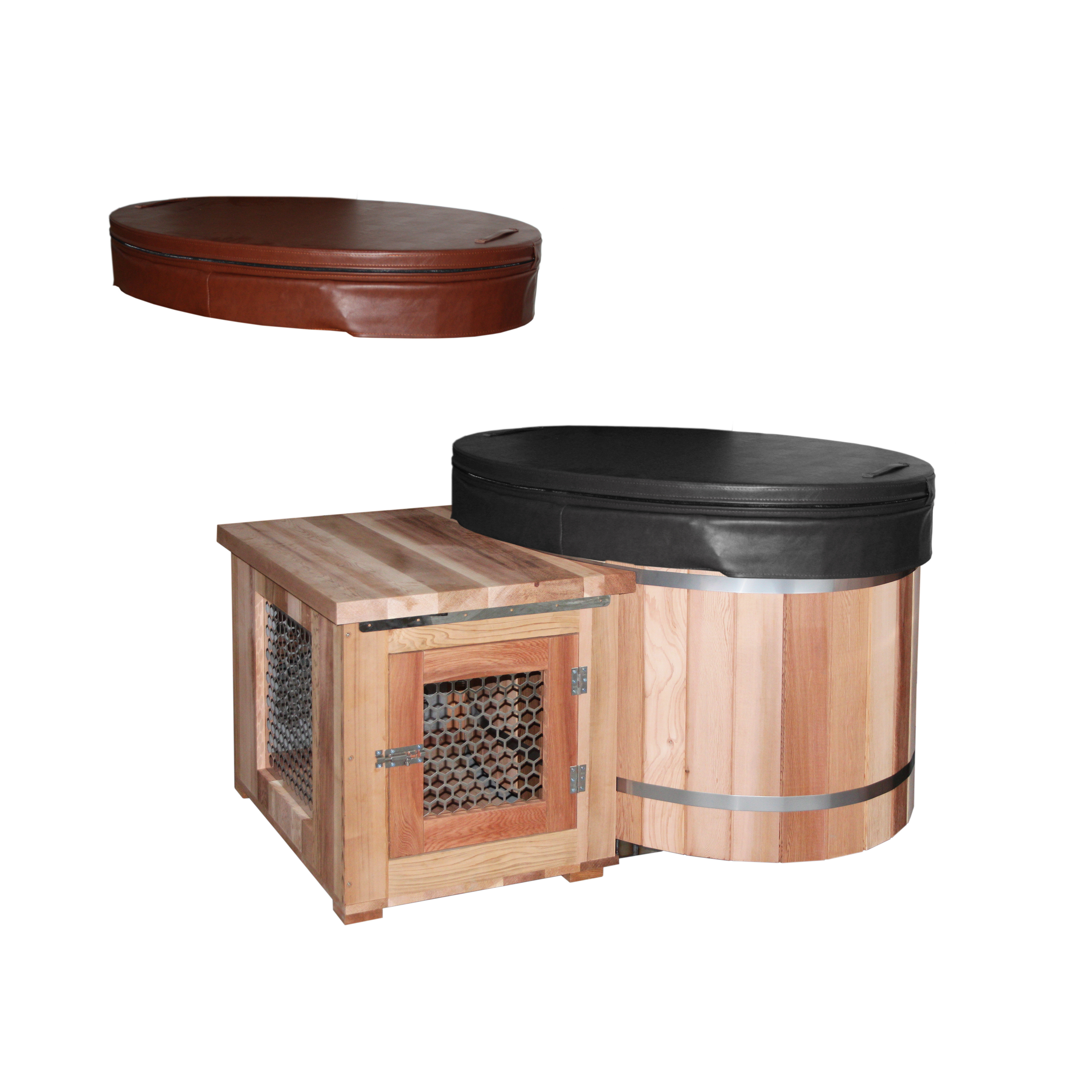 Competitive Price Wood Cold Plunge Oval Ice Plunge Tub Cold Bath Tub Water Chiller Tub With Stainless Steel Liner