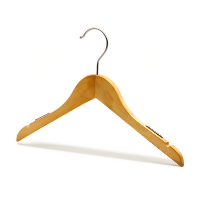 Children Wooden Clothes Hangers Wood Dress Shirt Hanger Coat Jacket Hangers Anti-slip 360 Swivel Chrome Hook