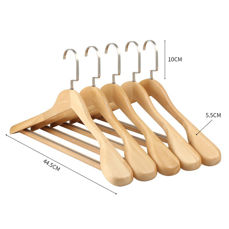 Elate Luxury Suit Wood Hanger Anti-slip Bar Wide Shoulder Customize Wooden Coat Hanger For Cloths