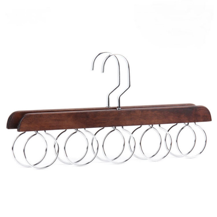 Solid multifunctional storage hanger racks Wooden circular scarves hangers Tie Hangers