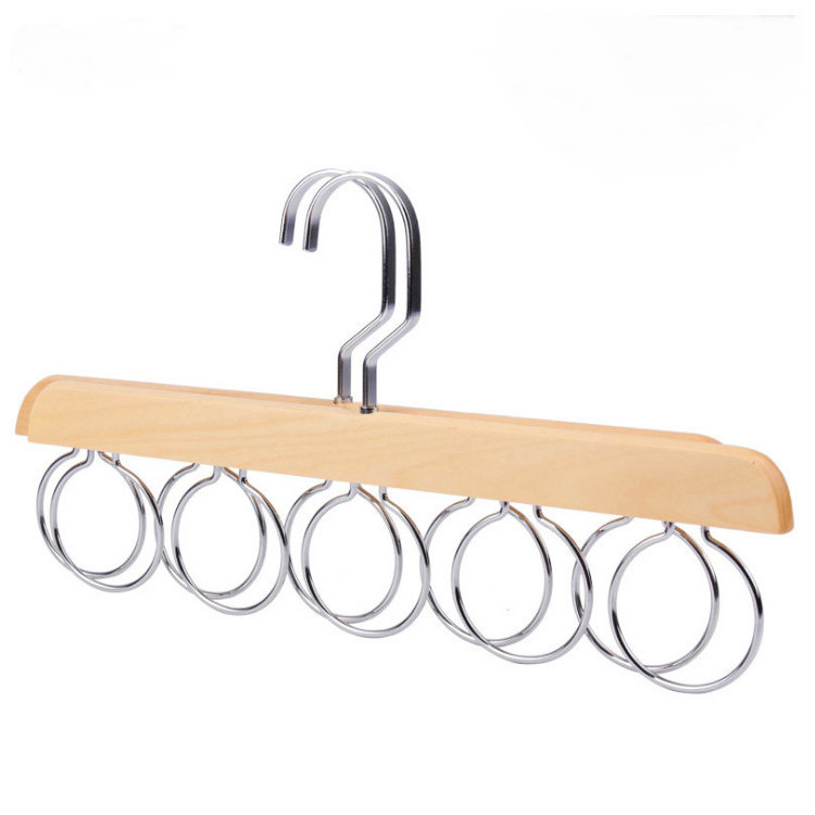 Solid multifunctional storage hanger racks Wooden circular scarves hangers Tie Hangers