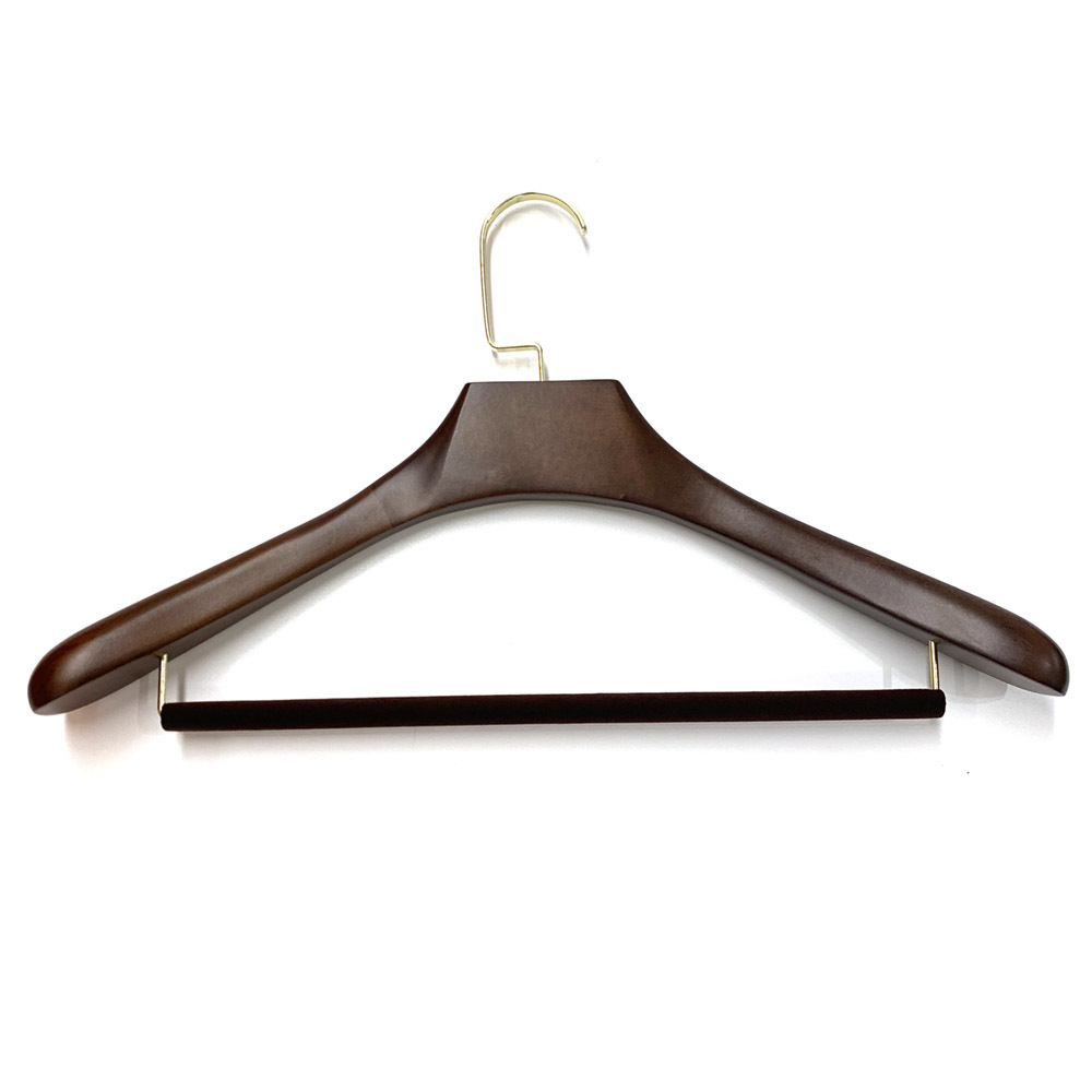 Elegantly Crafted Wood Clothes Hanger Non-Slip Velvet Bar Hangers Pants Velvet Hanger Black Hook