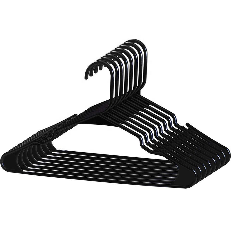 Hot Sale Wholesale Space Saving Durable Black Hangers Standard Notched Plastic Hanger For Clothing Store