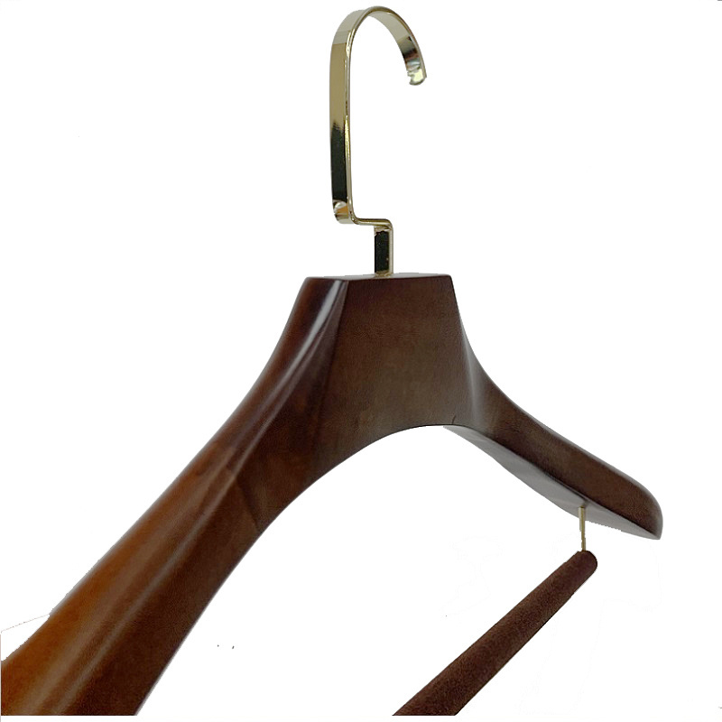 Elegantly Crafted Wood Clothes Hanger Non-Slip Velvet Bar Hangers Pants Velvet Hanger Black Hook