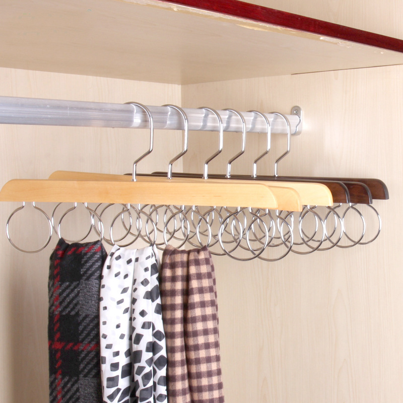 Solid multifunctional storage hanger racks Wooden circular scarves hangers Tie Hangers