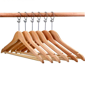 Premium Quality Customize Hotel Wooden Suit Coat Clothes Hanger Anti Theft Ring Wood Hangers