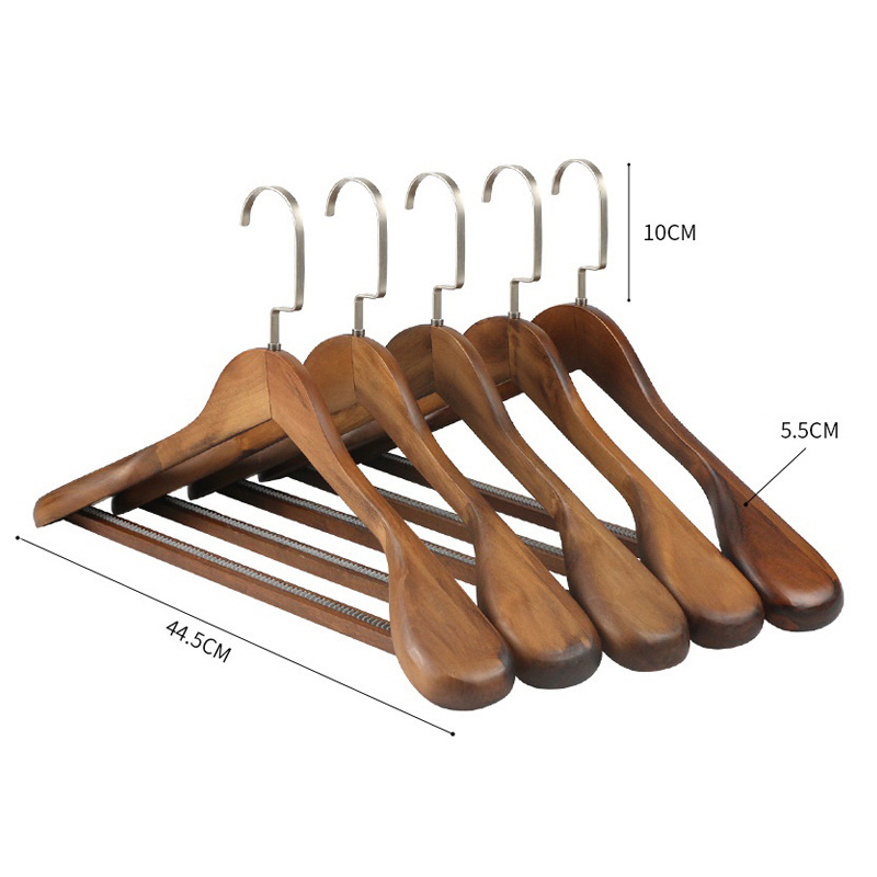 Elate Luxury Suit Wood Hanger Anti-slip Bar Wide Shoulder Customize Wooden Coat Hanger For Cloths