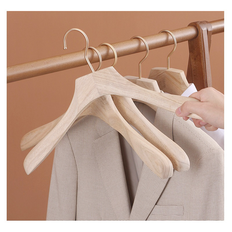 Custom Luxury Brand Natural wood hanger Garment camphor Wooden Clothes Hanger for clothing store