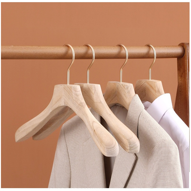 Custom Luxury Brand Natural wood hanger Garment camphor Wooden Clothes Hanger for clothing store