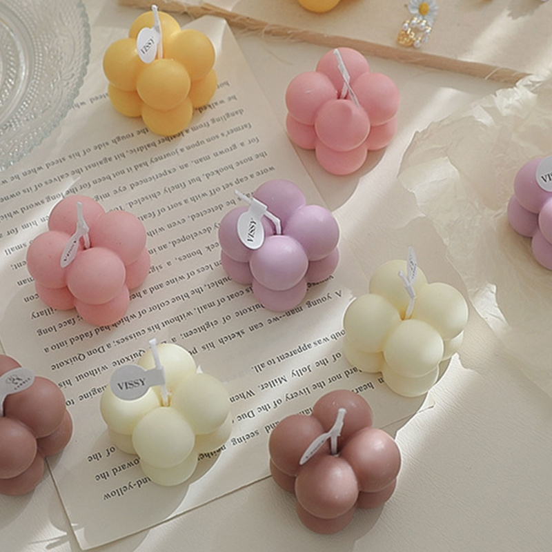 Wholesale good quality Cheap Small Mini Bubble Cube Candles Gift Scented Art Candles