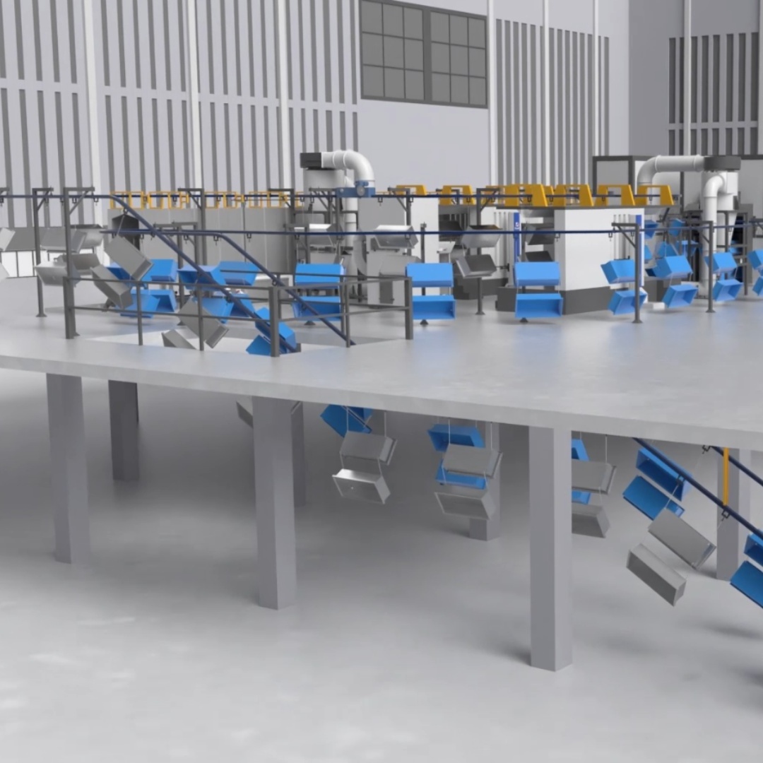 Aluminium Automated Electrostatic Powder Paint Spraying Coating Line with oven booth conveyor