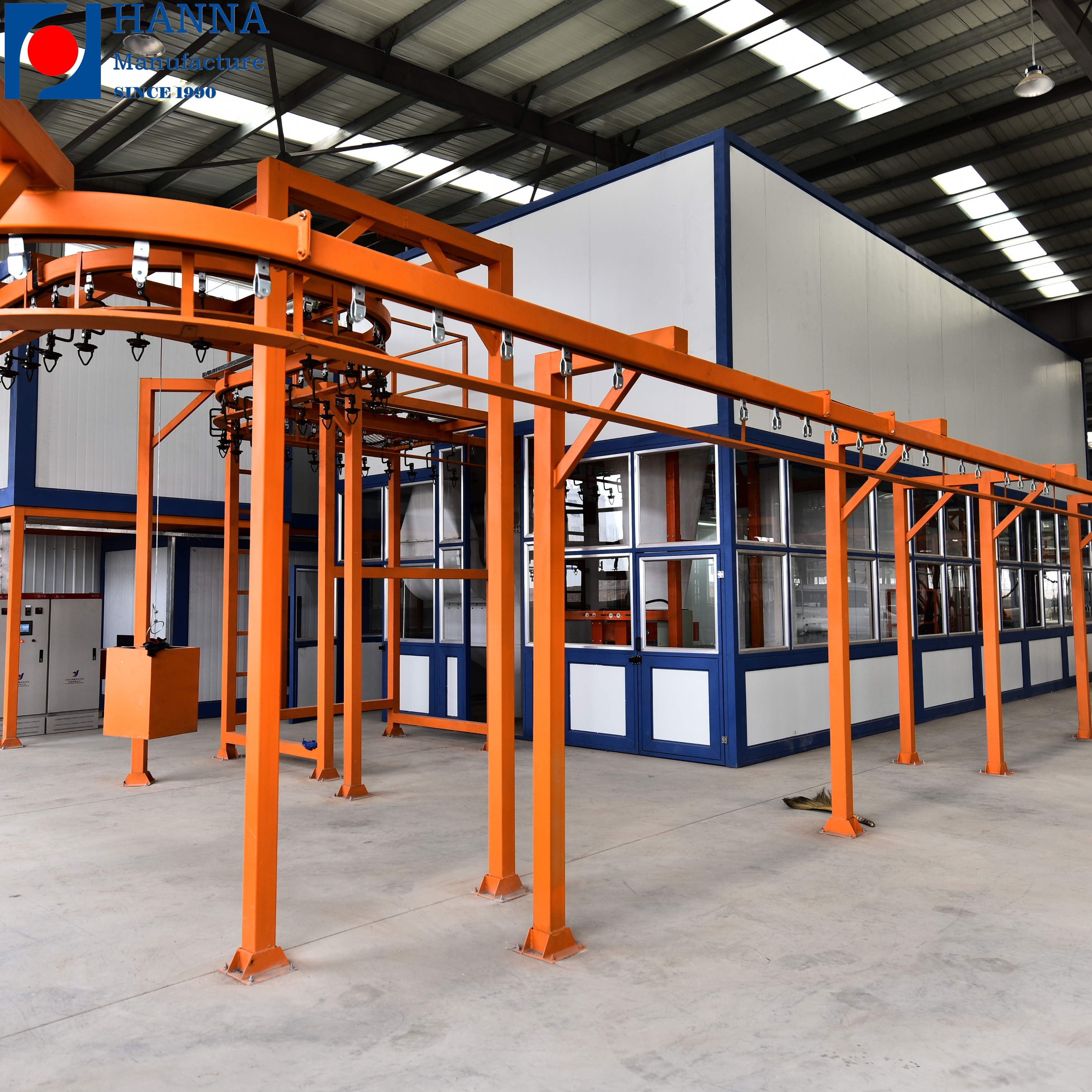 Manual Powder Coating Plant Semi-Automatic Powder Painting Line Small Powder Paint Line with Overhead Conveyor