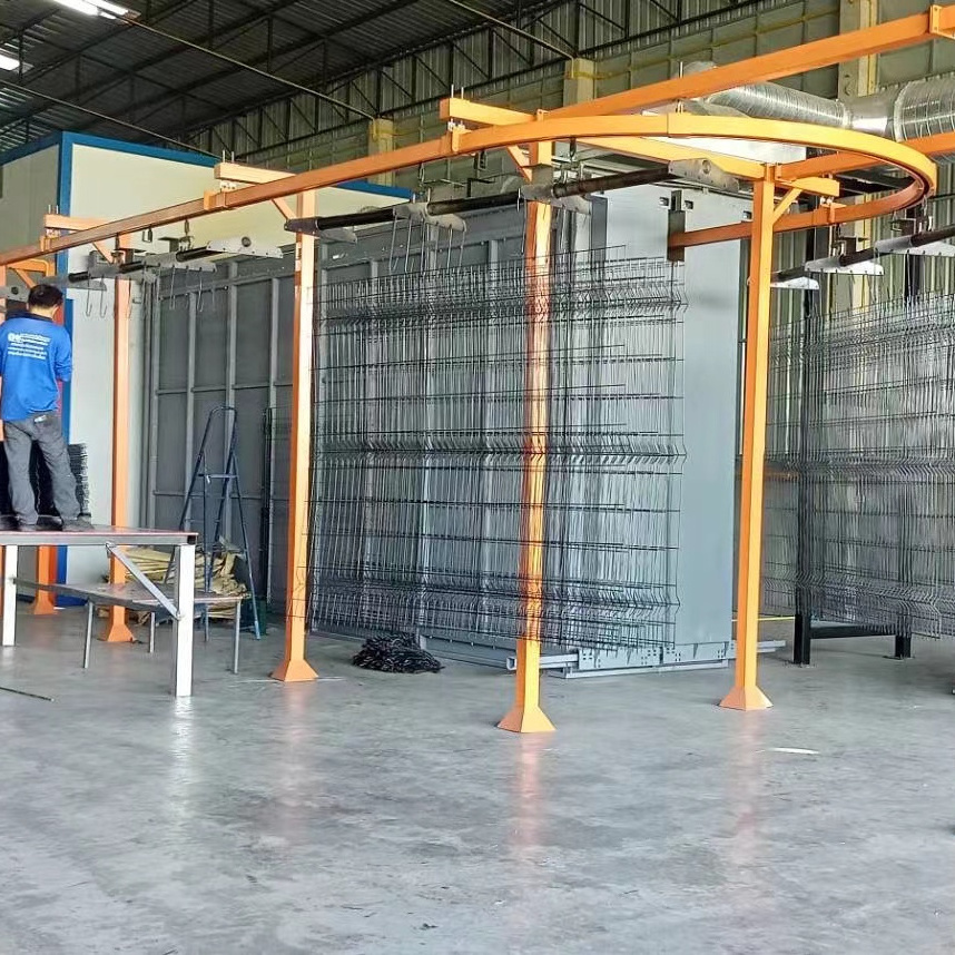 3D wire welded  Fence Panel Shelves Automatic Fluidized Bed PE PVC PVD Powder Dip Coating Line Dip Coating Machine system