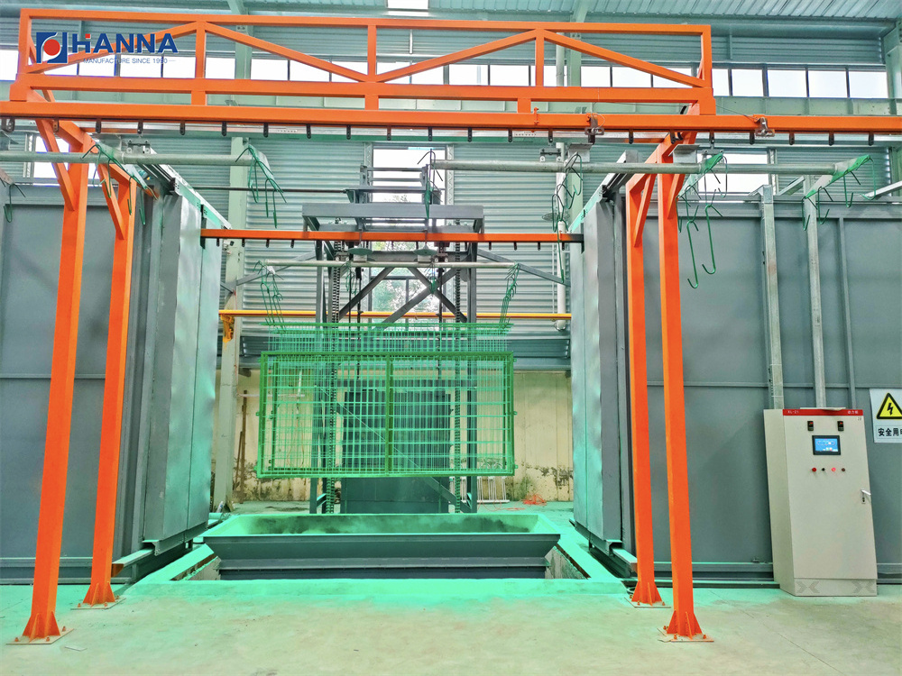 3D wire welded  Fence Panel Shelves Automatic Fluidized Bed PE PVC PVD Powder Dip Coating Line Dip Coating Machine system