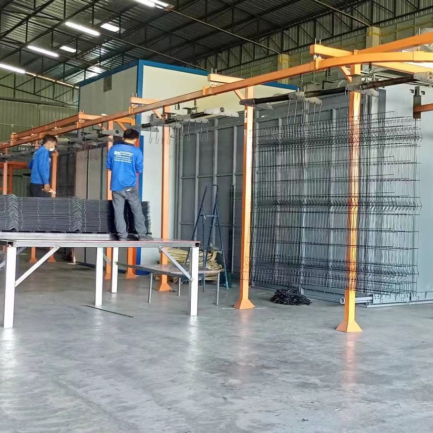 3D wire welded  Fence Panel Shelves Automatic Fluidized Bed PE PVC PVD Powder Dip Coating Line Dip Coating Machine system