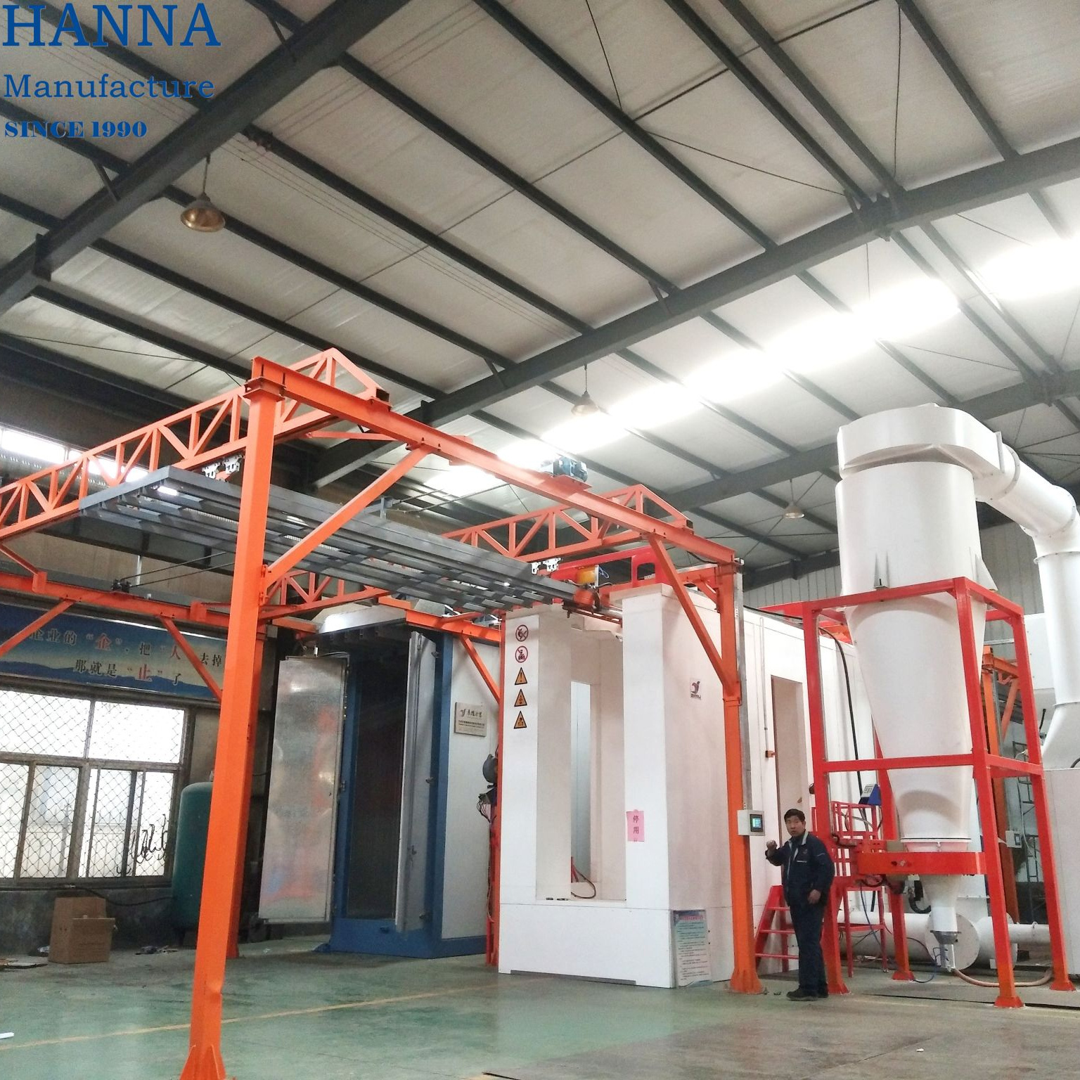 Manual Powder Coating Plant Semi-Automatic Powder Painting Line Small Powder Paint Line with Overhead Conveyor