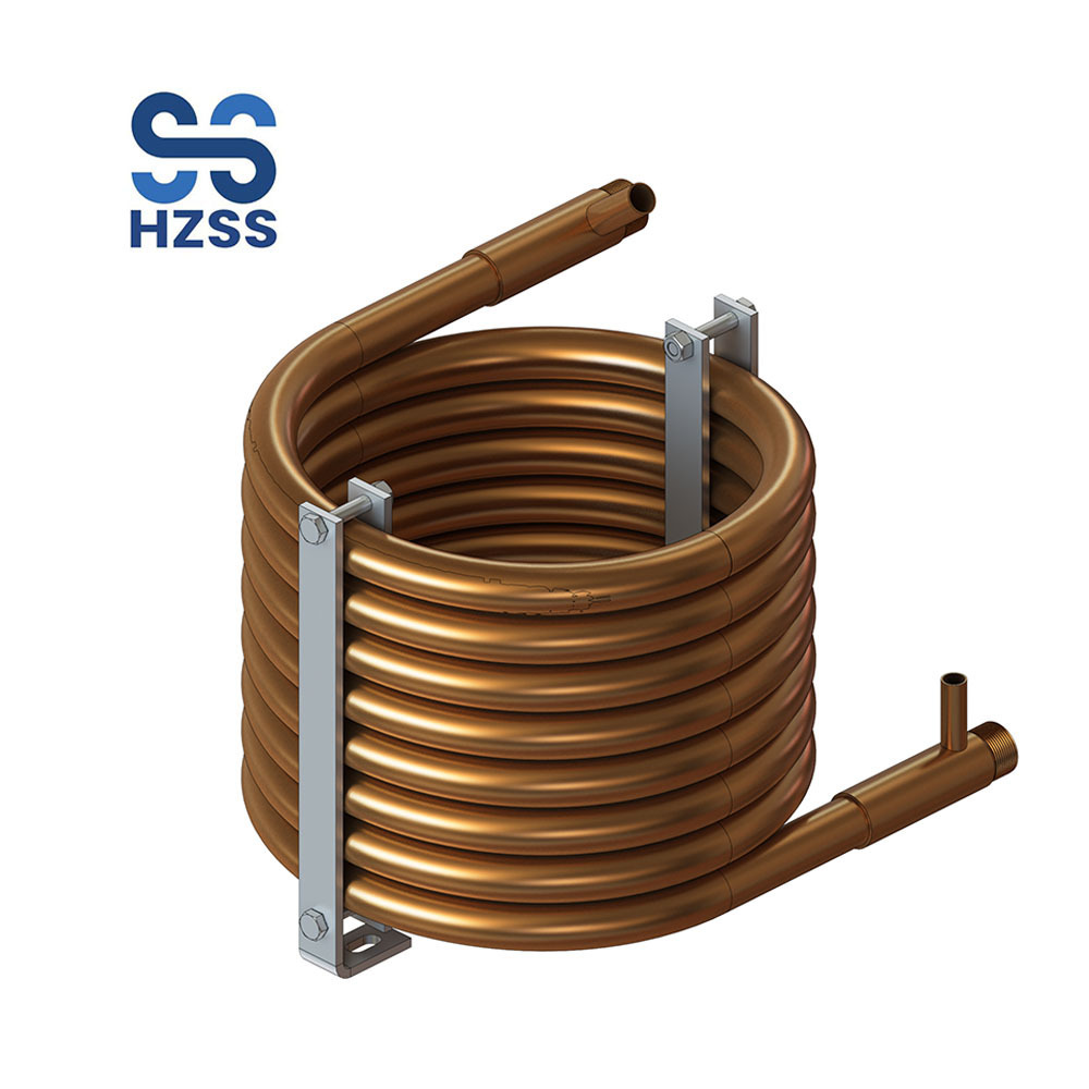 HZSS Long Life Copper Coaxial Heat Exchanger for Ice Cream Machine Twisted Tube Spiral Heat Exchanger