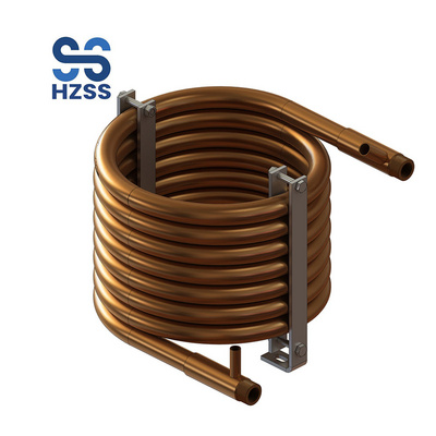 HZSS Long Life Copper Coaxial Heat Exchanger for Ice Cream Machine Twisted Tube Spiral Heat Exchanger