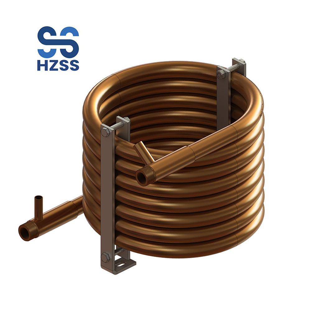 HZSS Long Life Copper Coaxial Heat Exchanger for Ice Cream Machine Twisted Tube Spiral Heat Exchanger