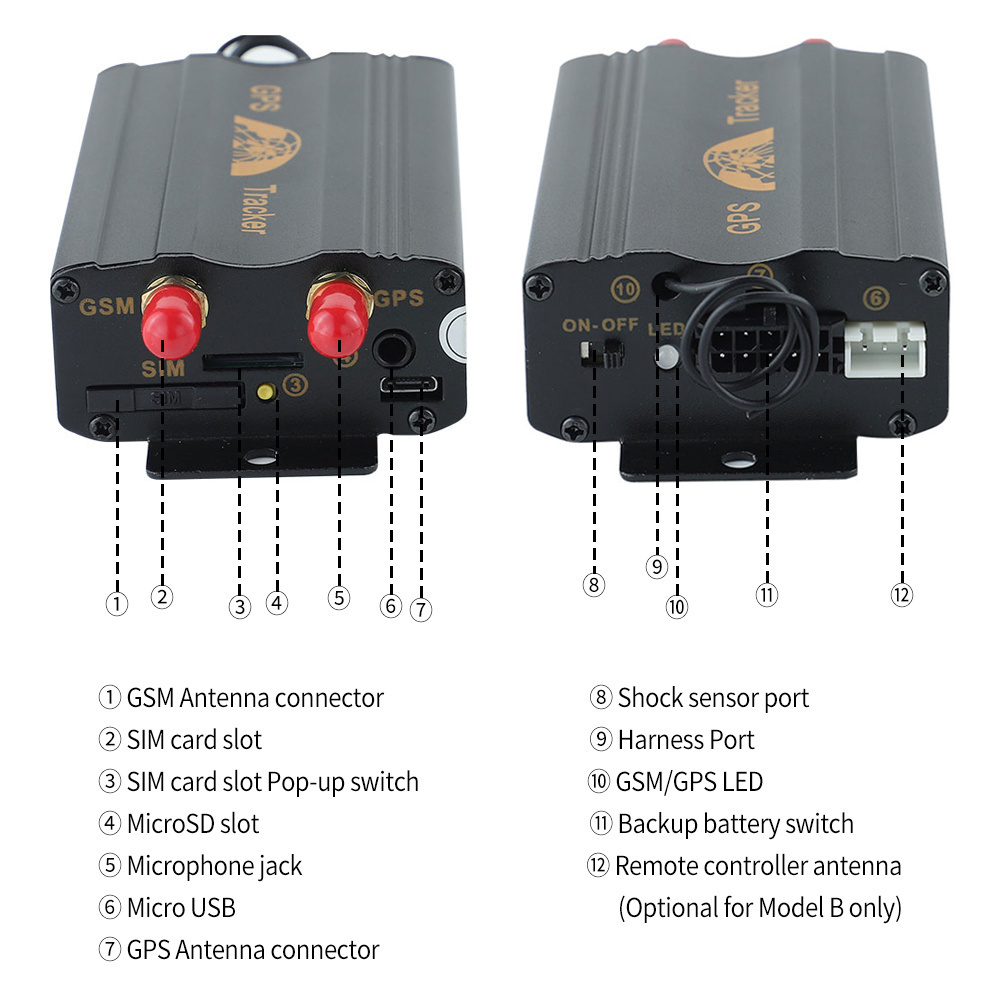 Cargo tracking device gps tracker tk103 with fuel sensor support GPS/LBS tracking