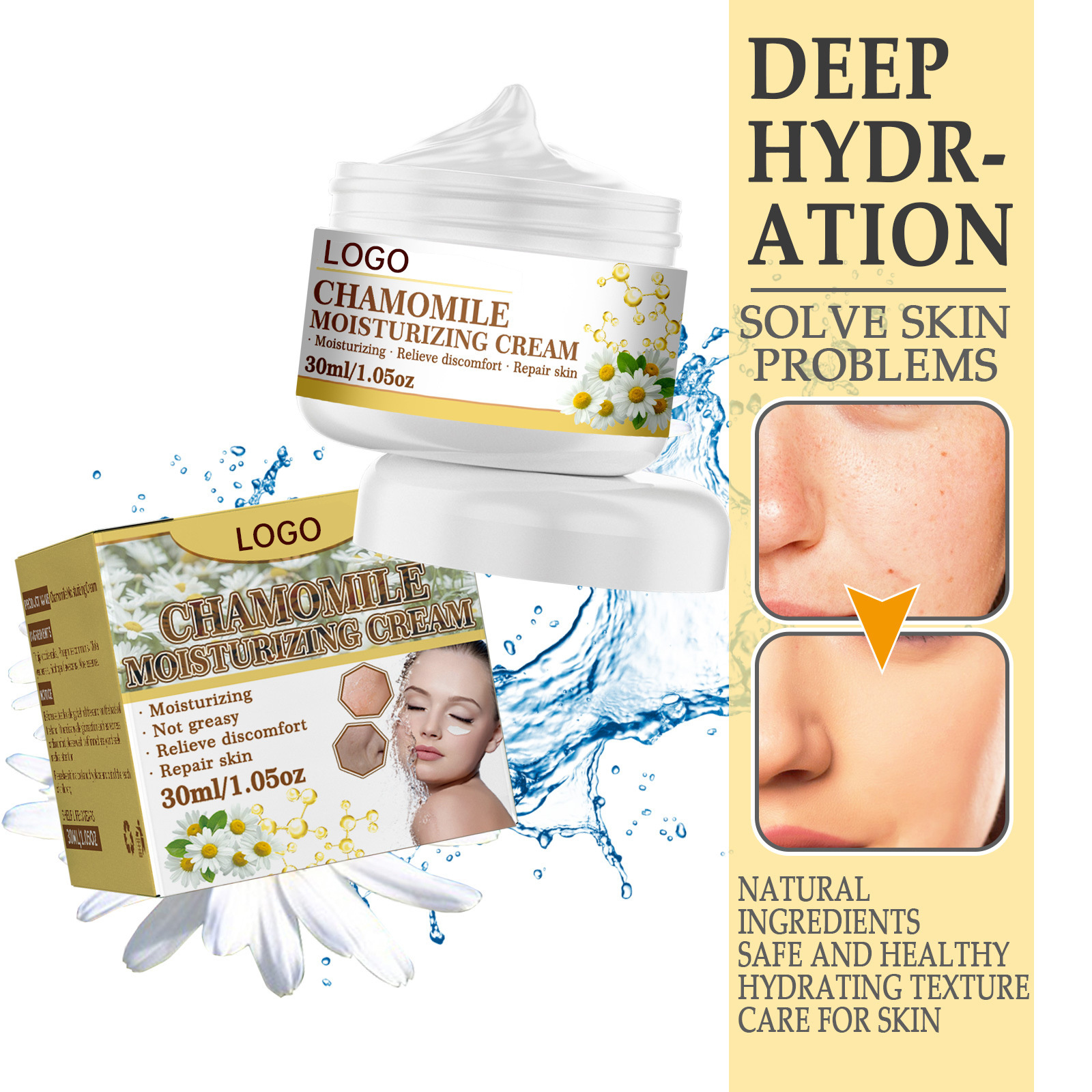 Chamomile Nourish Cream Skin Whitening Lotion Korean Anti Aging Lightening Hydrating Carnosine Anti-sugar Face Cream