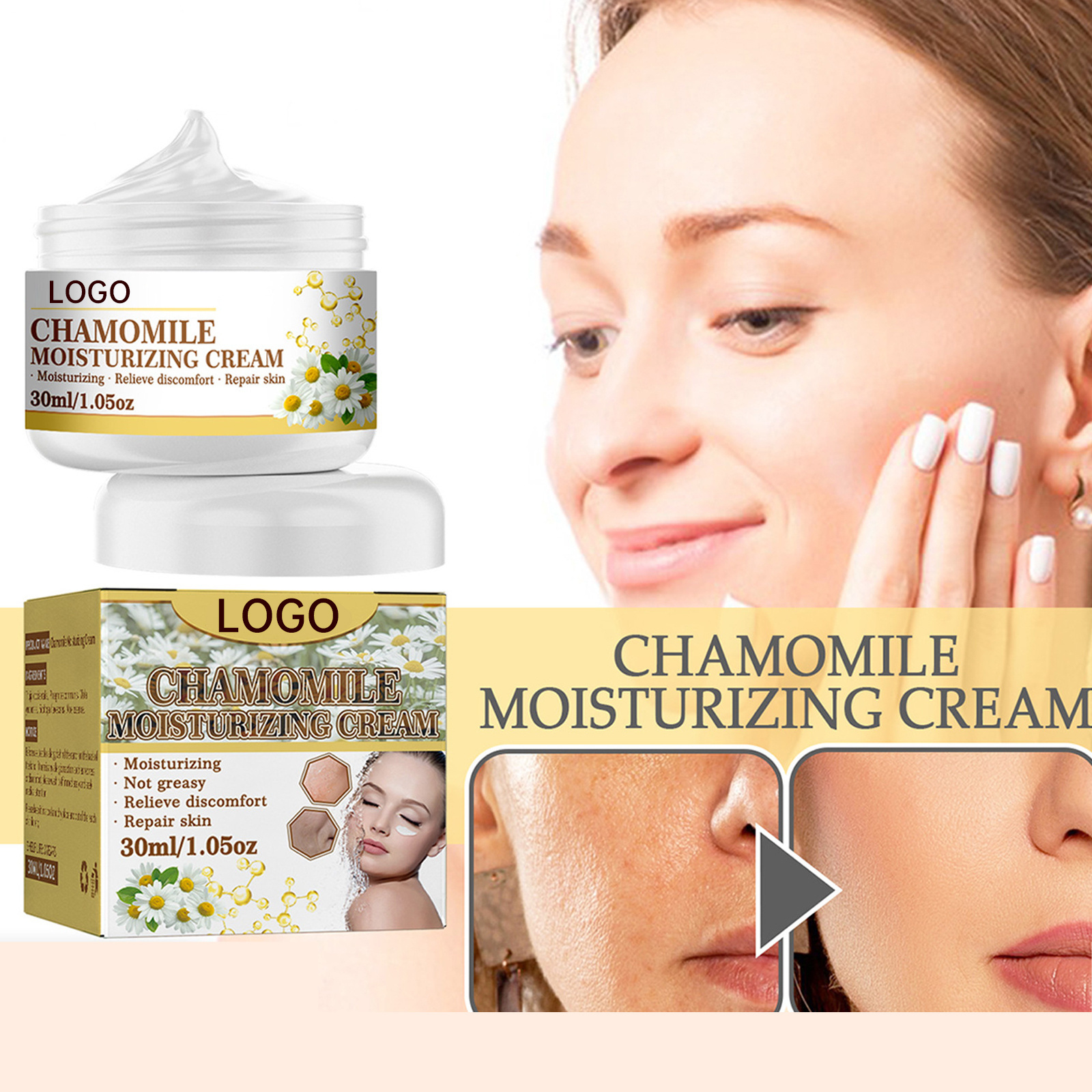 Chamomile Nourish Cream Skin Whitening Lotion Korean Anti Aging Lightening Hydrating Carnosine Anti-sugar Face Cream