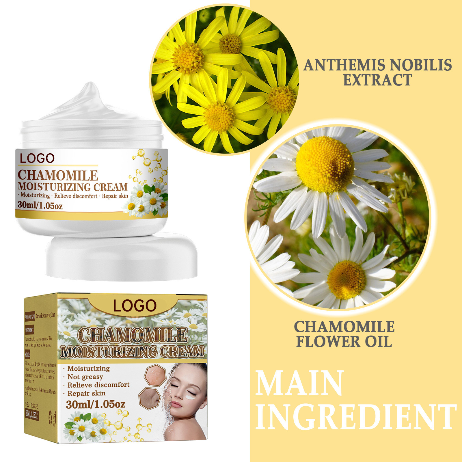 Chamomile Nourish Cream Skin Whitening Lotion Korean Anti Aging Lightening Hydrating Carnosine Anti-sugar Face Cream