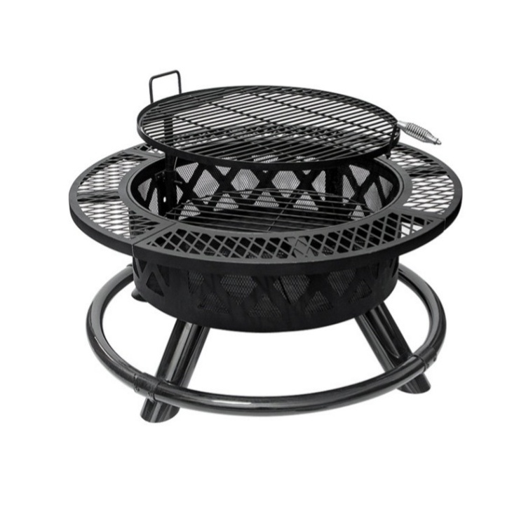 3 In 1 Adjustable Height Wood Burning Outdoor Camping BBQ Charcoal Barbecue Fire Pit