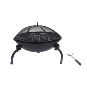 Steel Large Square Heavy-Duty Cooking Grill Grate and Spark Screen Wood Burning Fire Pit