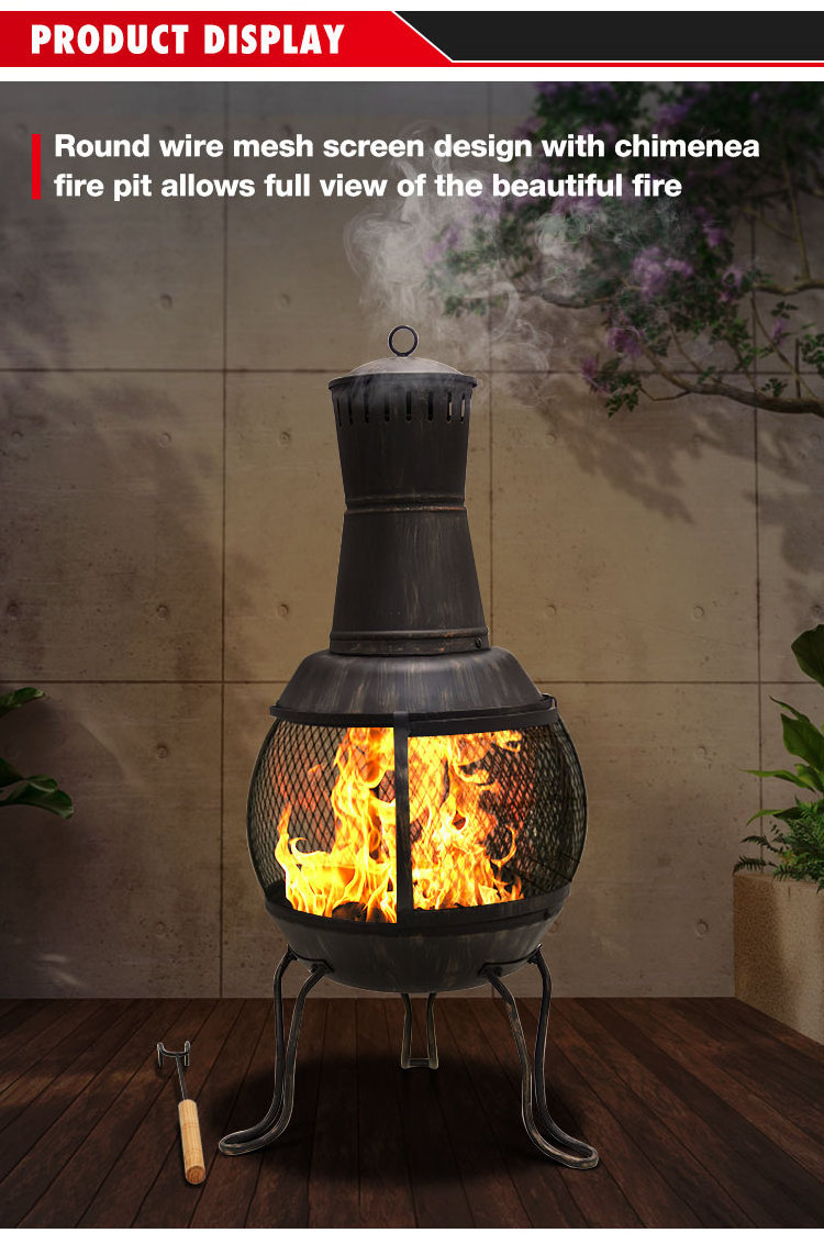 Chimenea Fire Pit Garden Heating Charcoal Fire Stove Antique Outdoor Steel Fire Pit Metal Chimenea Wood Burning Brazier