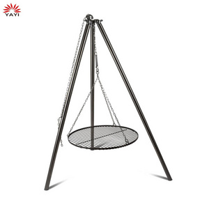 Portable Heavy Duty Steel Go Open Fire Cooking Camping Grill Barbecue  Water Bottle Support Frame Hanging Grill