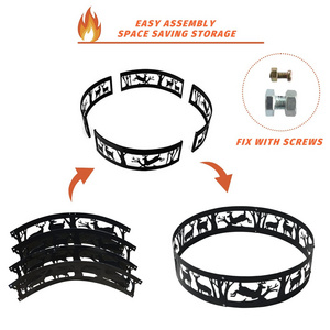 Factory 36 inch Customized Rustic Portable Campfire Furniture Ring Fire Pit Outdoor Beach Camping Fire Ring