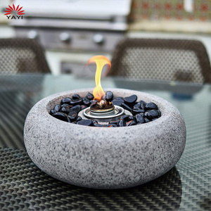 Mini Stone Modern Indoor Freestanding Round Tabletop Fire Pit Bio Fireplace Table Indoor Concrete Firepit