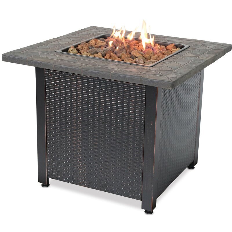 Outdoor Effervescence Steel Table Propane Gas Fire Pit