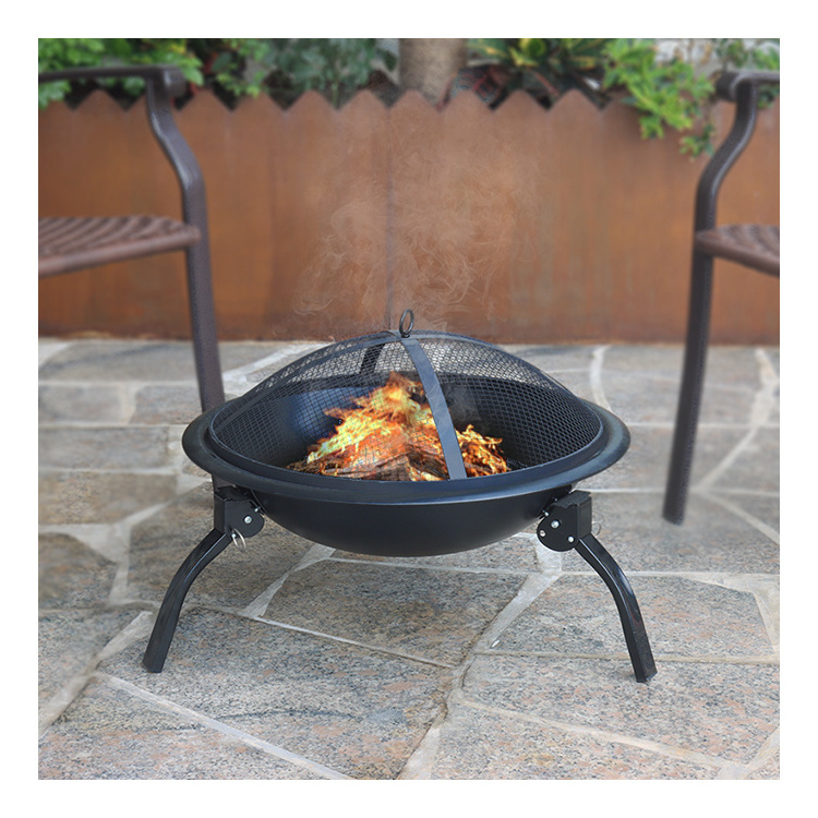 Steel Large Square Heavy-Duty Cooking Grill Grate and Spark Screen Wood Burning Fire Pit