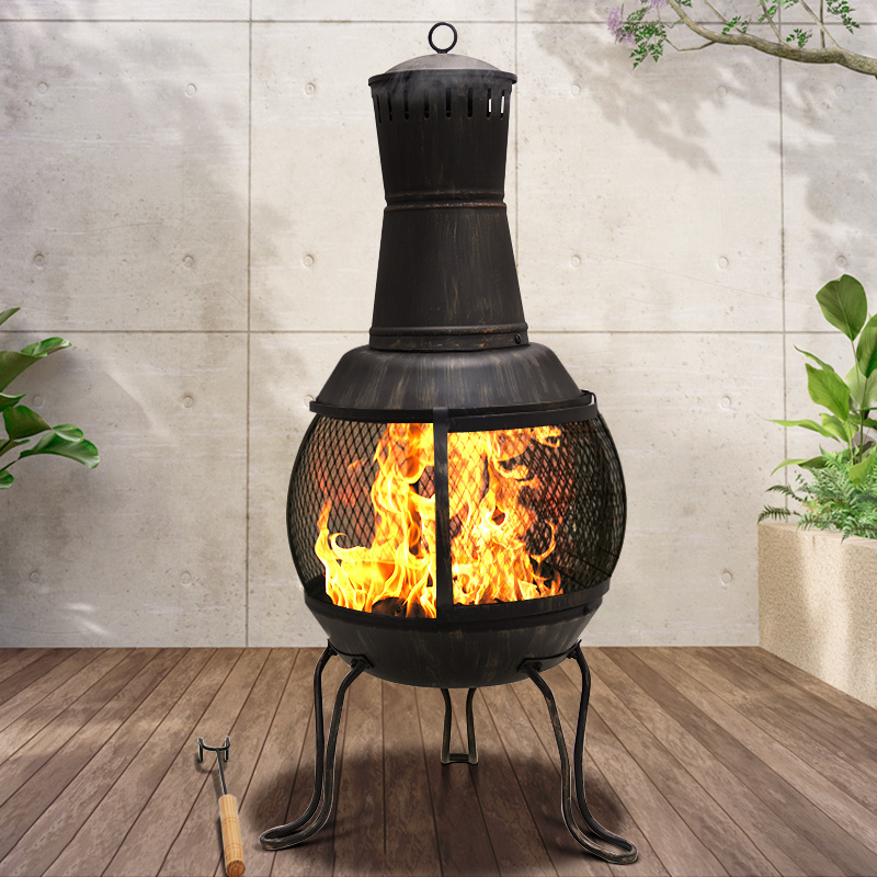 Chimenea Fire Pit Garden Heating Charcoal Fire Stove Antique Outdoor Steel Fire Pit Metal Chimenea Wood Burning Brazier