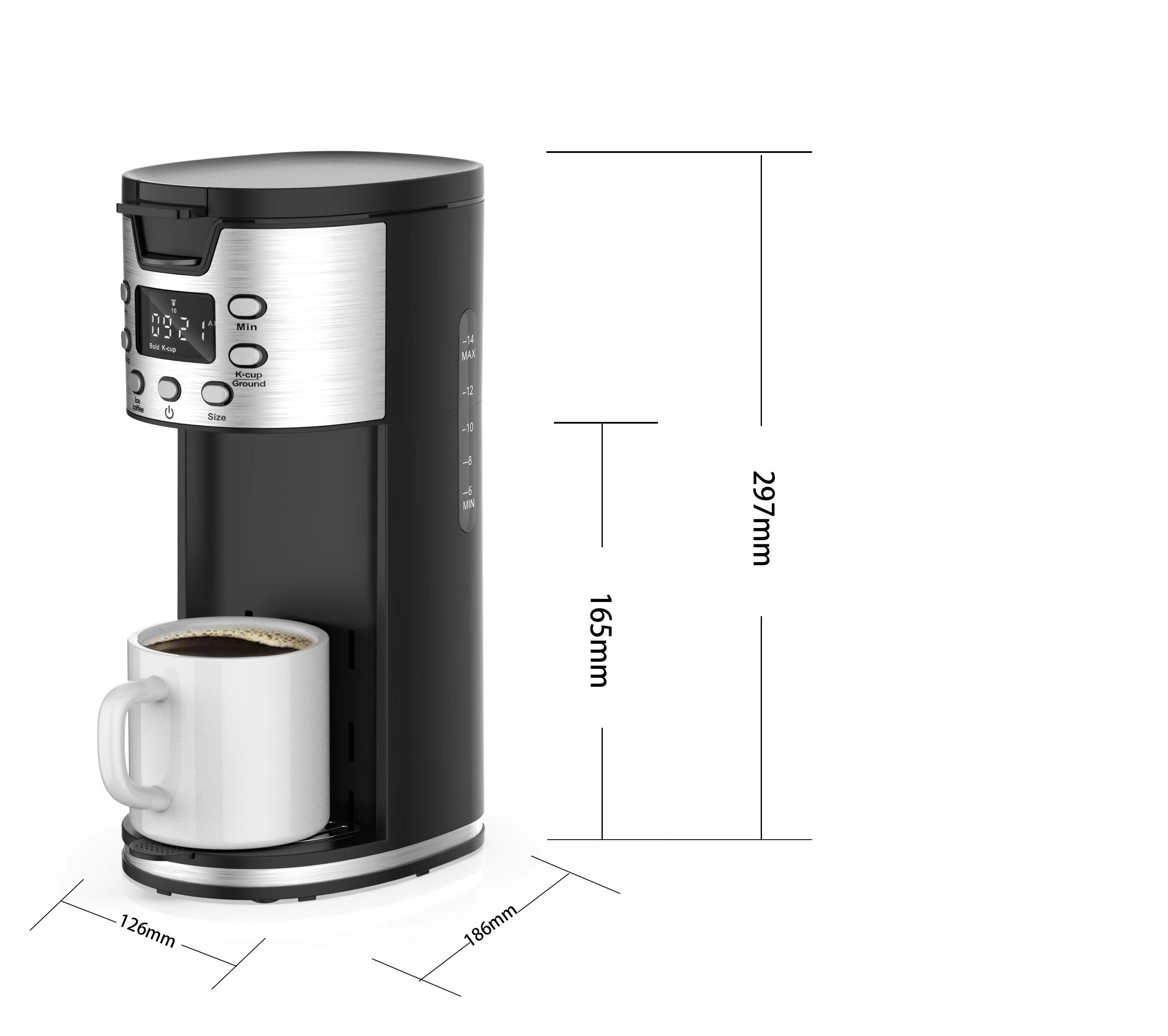 New Design 420ml 1-3 cup Pod LED Display Coffee Machine Home Use Drip Coffee Maker with Iced Coffee Function