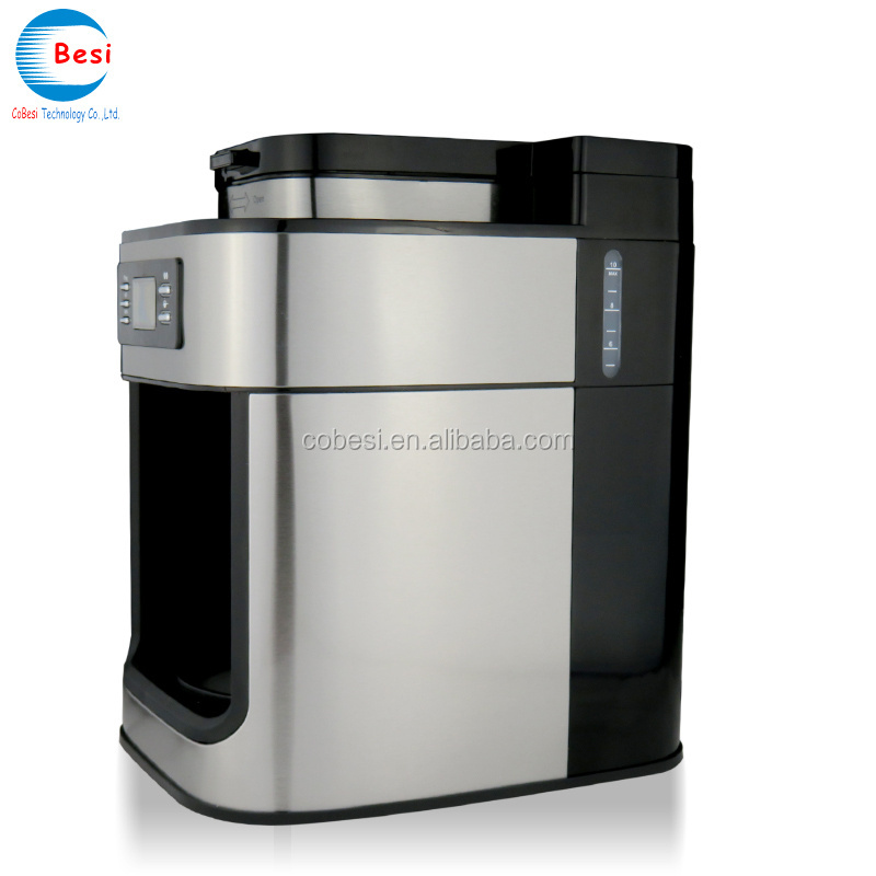 Automatic drip coffee machine maker with grinder and keep warm function