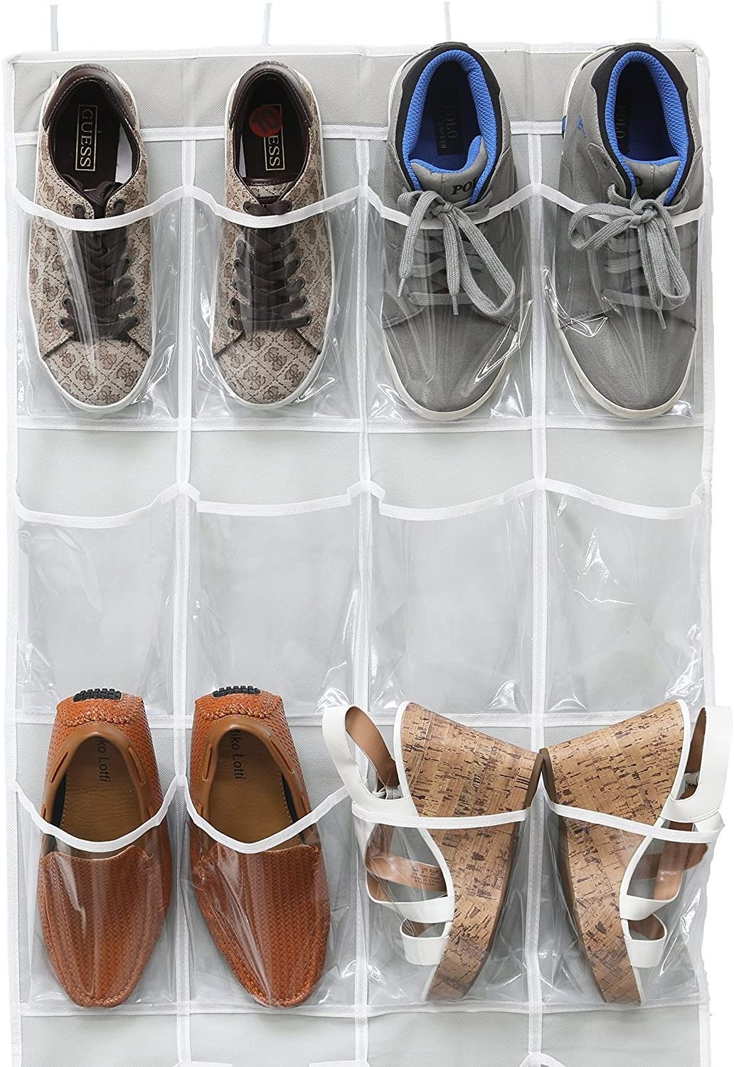 Simple Houseware 24 Pockets Large Clear Pockets Over The Door Hanging Shoe Organizer