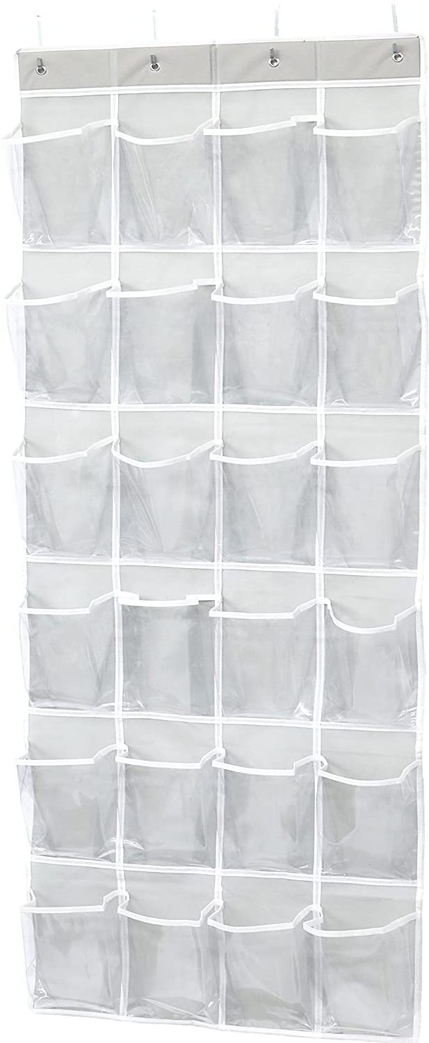 Simple Houseware 24 Pockets Large Clear Pockets Over The Door Hanging Shoe Organizer