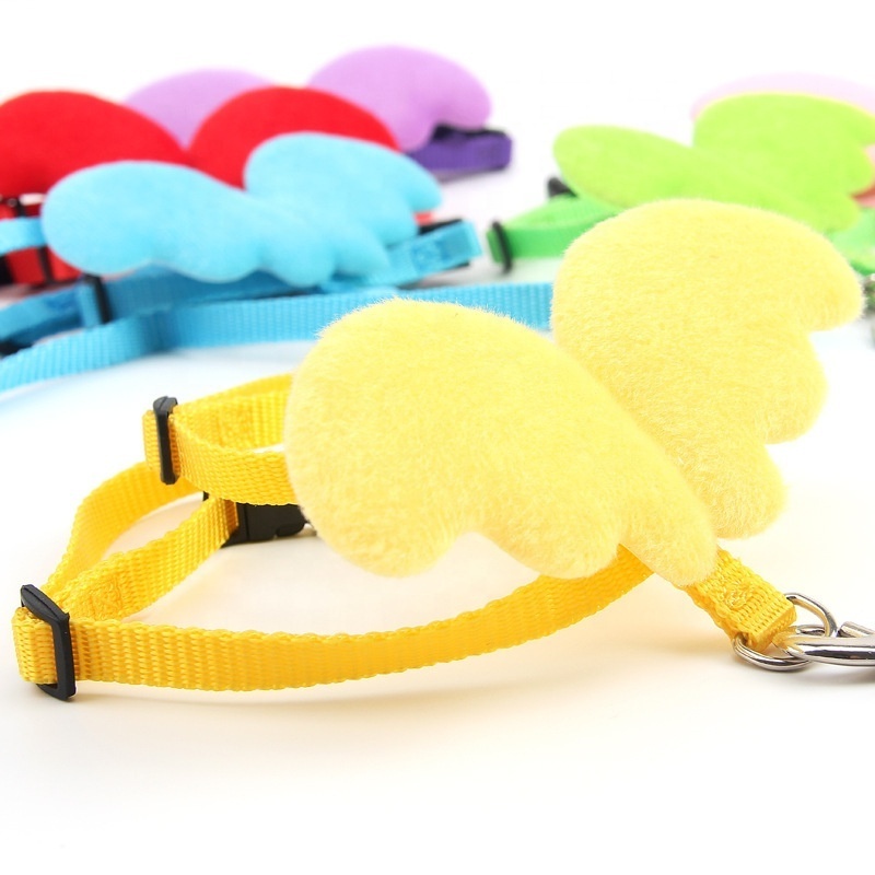 Cute Angel Pet Dog Leashes and Collars Set Puppy Leads for Small Dogs Cats Designer Wing Adjustable Dog Harness Pet Accessories