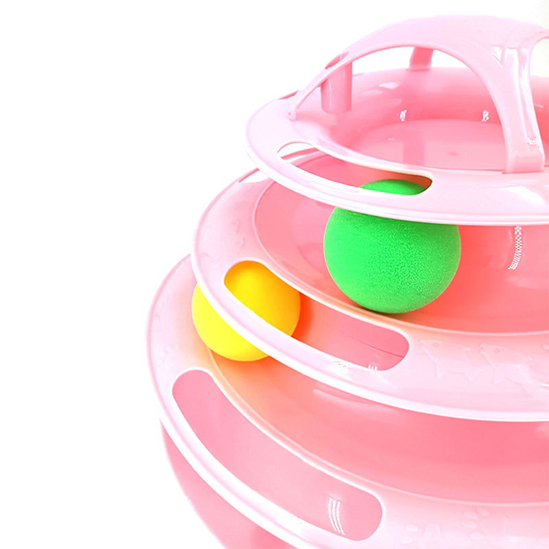 Amazon Hot Sale Cat Toys 4 Level Track Tower Rotating Interactive Balls Toys For Kitten Cat Indoor Accessories