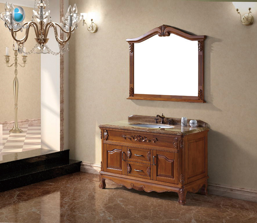 European Royal Style Single Sink Vanity Baltic Brown Granite Top Luxury Bathroom Vanity